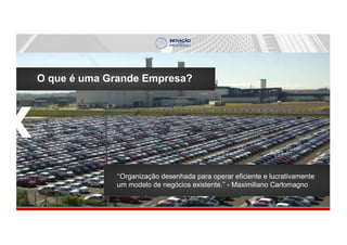 O que é uma Grande Empresa?
‘‘Organização desenhada para operar eficiente e lucrativamente
um modelo de negócios existente.’’ - Maximiliano Carlomagno
 