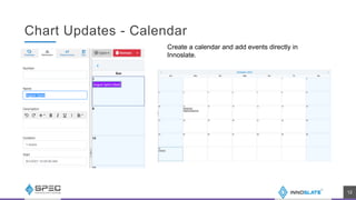 Chart Updates - Calendar
12
Create a calendar and add events directly in
Innoslate.
 