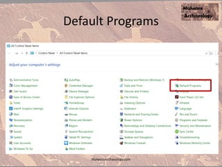 Default Programs
MalwareArchaeology.com
 