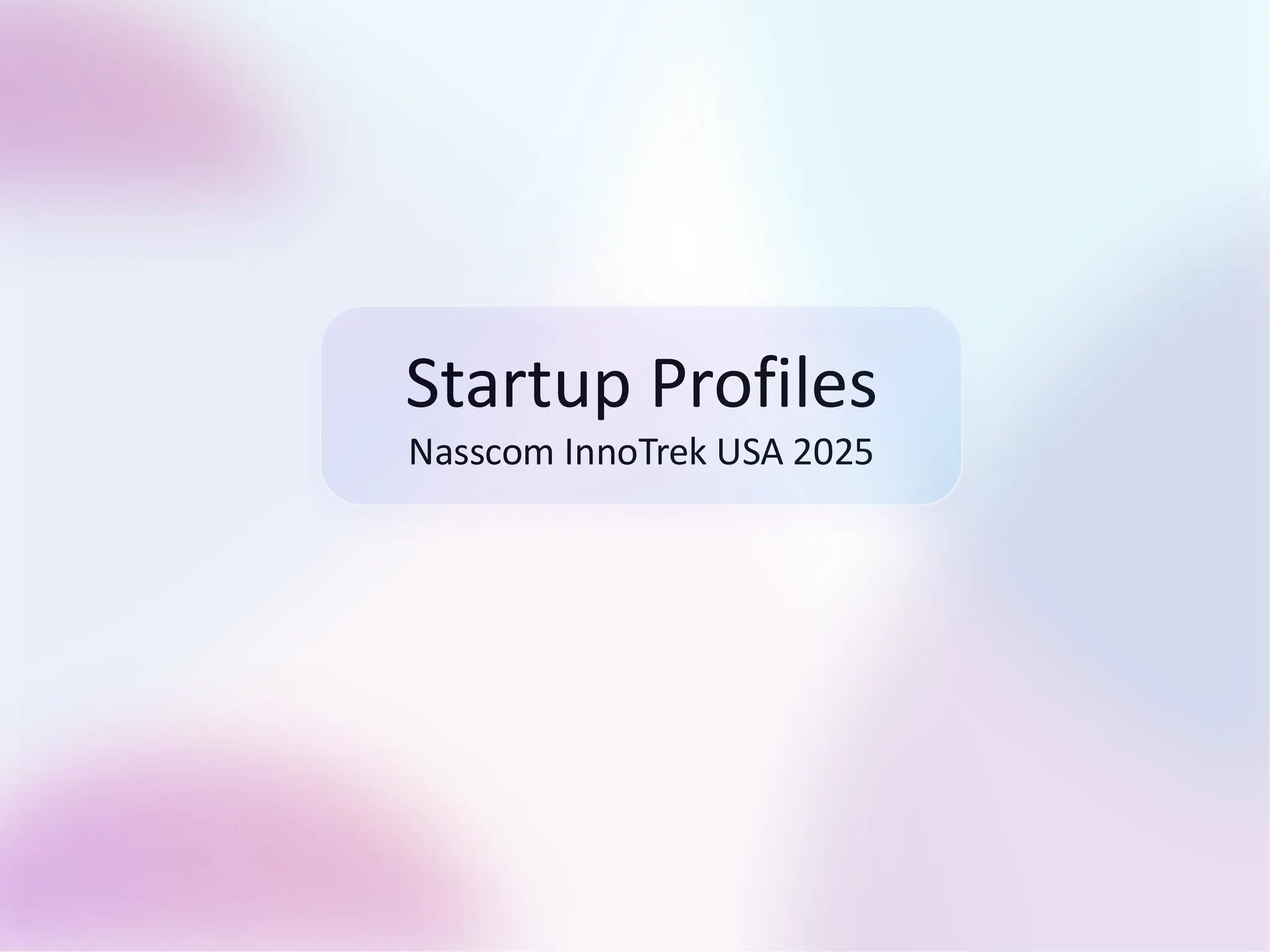 Startup Profiles
Nasscom InnoTrek USA 2025
 