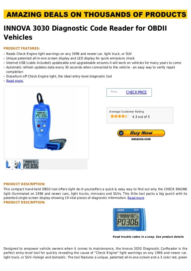 Innova 3030 diagnostic code reader for obdii vehicles