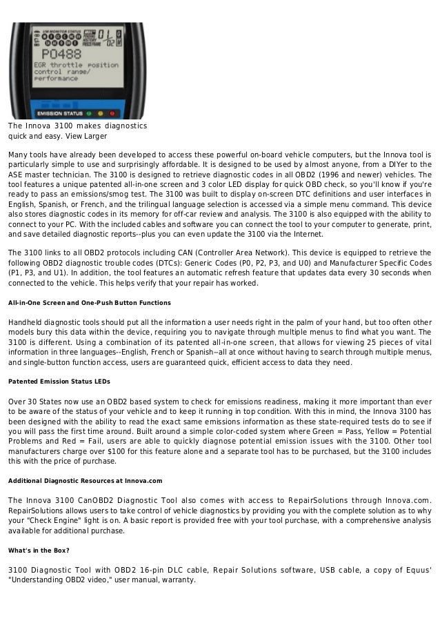 Innova 3100 can obdii code reader