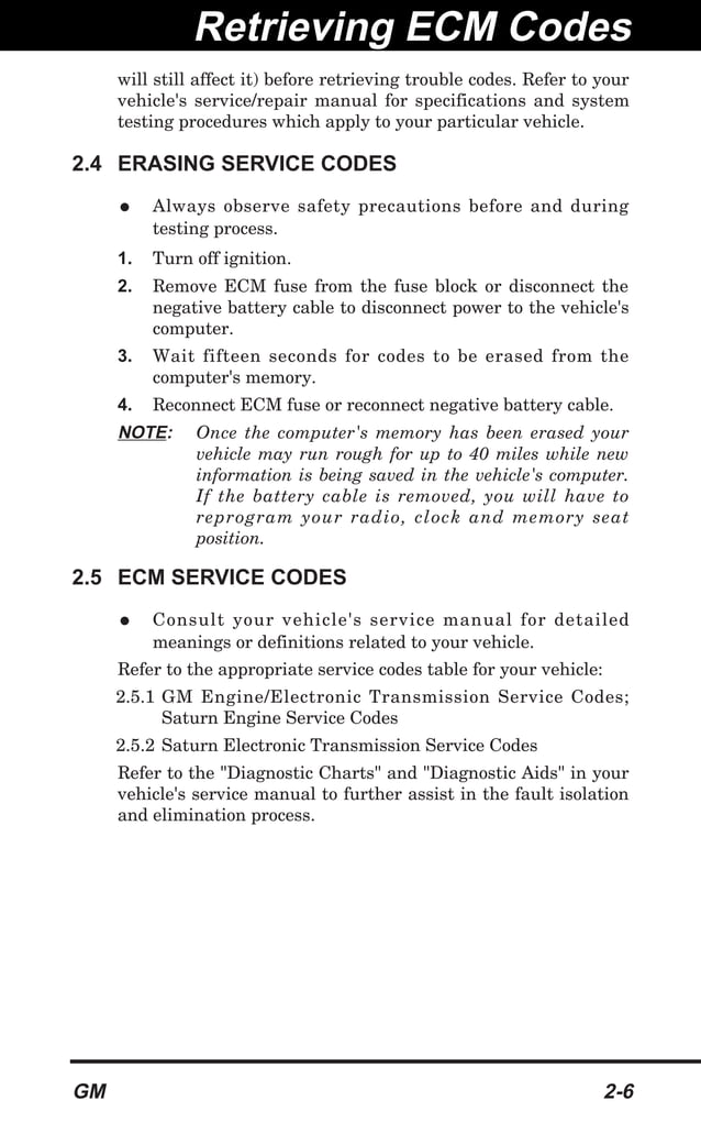 Innova 3123 GM OBD1 Code Reader User Manual