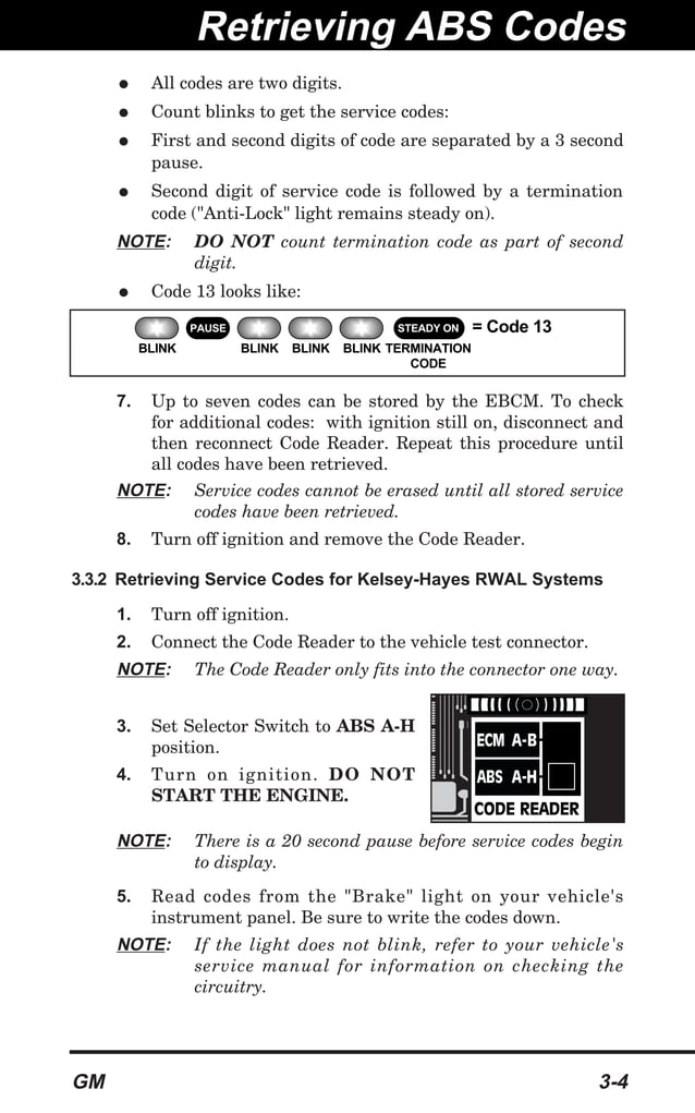 Innova 3123 GM OBD1 Code Reader User Manual