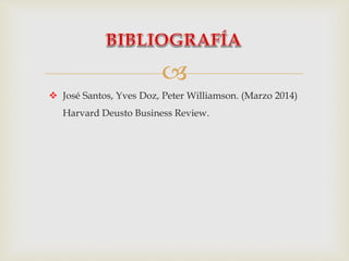 
 José Santos, Yves Doz, Peter Williamson. (Marzo 2014)
Harvard Deusto Business Review.
 