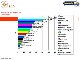 Posesión de bienes en la vivienda Fuente: Sigma, 2005 