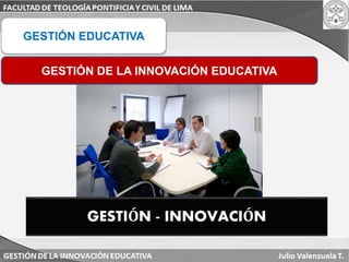 GESTIÓN EDUCATIVA 
GESTIÓN DE LA INNOVACIÓN EDUCATIVA 
GESTIÓN - INNOVACIÓN 
 