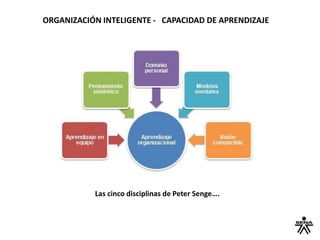 ORGANIZACIÓN INTELIGENTE - CAPACIDAD DE APRENDIZAJE
Las cinco disciplinas de Peter Senge….
 
