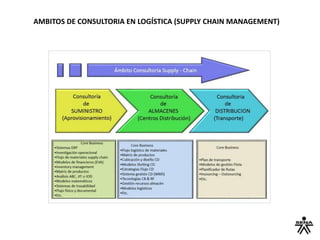 AMBITOS DE CONSULTORIA EN LOGÍSTICA (SUPPLY CHAIN MANAGEMENT)
 