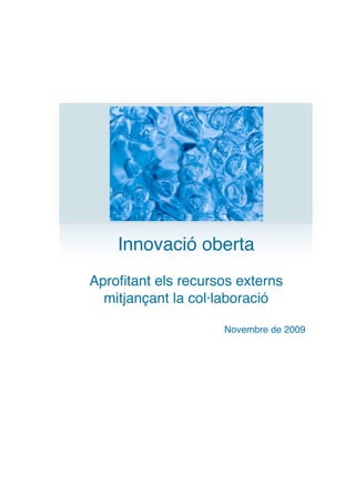 Innovació oberta
Aproﬁtant els recursos externs
  mitjançant la col·laboració

                    Novembre de 2009
 