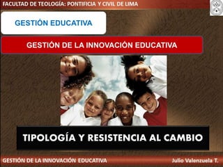 TIPOLOGÍA Y RESISTENCIA AL CAMBIO
GESTIÓN EDUCATIVA
GESTIÓN DE LA INNOVACIÓN EDUCATIVA
 
