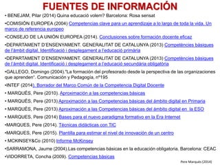 FORMACIÓN CONTINUA DEL PROFESORADO 4/4
FACTORES QUE HARÁN FRACASAR ESTA FORMACIÓN
• Plan de formación insuficiente en tiempo o amplitud de contenidos
• Se establece un plan de formación que no responde a las necesidades del
profesorado (teórica, no incide en sus intereses…). La formación debe facilitar
el trabajo a los docentes y contribuir a una mejora en los aprendizajes de los
estudiantes.
• Las propuestas formativas van a exigir un incremento significativo de
trabajo para los docentes. En la medida de lo posible las nuevas propuestas
no deben incrementar el tiempo de dedicación docente (a no ser que permitan
liberar tiempo al sustituir a otras actividades que se hacían antes).
• No se ofrece apoyo permanente para la aplicación de las nuevas
propuestas por parte del profesorado en el aula. Conviene que en el centro
haya un profesor que asuma el rol de “asesor” de sus compañeros.
• Los formadores son inadecuados: saben poco, saben mucho pero no saben
adaptarse al nivel de los profesores del curso, se centran en el manejo de los
recursos y poco en su aplicación didáctica (en el caso de las TIC)…
• Se ofrece formación on-line en cursos que requieren formación presencial:
iniciación al uso de determinados recursos TIC, cambios sustanciales en las
metodologías didácticas que se aplicarán en clase… Pere Marquès (2010)
 