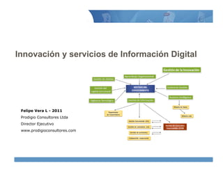 Innovación y servicios de Información Digital




 Felipe Vera L - 2011
 Prodigio Consultores Ltda
 Director Ejecutivo
 www.prodigioconsultores.com
 
