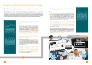 27
26 Exemplo de Cenário: Videoconferência e Reuniões Virtuais
Exemplo de Cenário: Videoconferência e Reuniões Virtuais
Exemplo de Cenário: Videoconferência e Reuniões Virtuais
Agora, a empresa de nossos exemplos anteriores deseja melhorar a qualidade de suas reuniões virtuais implementando a solu-
ção innovaphone Conferencing. A solução de videoconferência descrita nestas páginas complementa as soluções de telefonia
IP e Comunicações Unificadas já instaladas.
Situação inicial: A empresa, equipada com a solução de telefonia IP e Comunicações Unificadas da innovaphone, vem se expan-
dindo e agora possui vários escritórios pela Europa e numerosos colaboradores. As ferramentas UCC em uso, como mensagens de
chat, videochamadas, screen sharing e muito mais, foram muito bem aceitas pelos usuários da empresa. Agora a gerência gostaria
de utilizar essas mesmas funções além das fronteiras e nas filiais para se comunicar com clientes e fornecedores de forma segura
e eficiente. As informações confidenciais devem permanecer protegidas, mesmo quando exibidas e discutidas em reuniões online
ou híbridas. As viagens de negócios são caras e consomem um tempo valioso, e a empresa deseja reduzi-las ao mínimo.
Requisitos:
Tanto os colaboradores da em-
presa como os participantes ex-
ternos devem ter fácil acesso às
reuniões online.
Na sede da empresa existem sa-
las de reuniões físicas onde é
possível agendar reuniões. Além
dessas salas de reuniões físicas, a
empresa ainda precisa de salas de
reuniões virtuais. Os participantes
devem poder verificar quem já in-
gressou na reunião online antes
mesmo de entrar na sala.
Além das reuniões online, deve
ser possível organizar reuniões
híbridas, onde uma parte dos
participantes está fisicamente
presente e outra parte participa
online. Também neste caso os
participantes devem ver, antes de
entrar na sala, quem já ingressou
na reunião.
Componentes: Conference App, Softphone App, Phone App, ge-
renciamento de convites para reuniões via link compartilhado.
Solução:
▪ O Conference App permite aos usuários agendar uma reunião
virtual myApps Meeting e enviar convites aos participantes.
O convite inclui informações geradas automaticamente com
instruções sobre como ingressar na reunião, seja por meio do
Client myApps ou do navegador. Os participantes externos in-
gressam por meio de um link da Web, portanto, não precisam
instalar nenhum software ou plug-in. Os participantes internos
ingressam por meio de seu Client myApps, do Softphone App
ou do Phone App (áudio via desk phone).
▪ Os participantes internos e externos em uma reunião do
myApps podem compartilhar o conteúdo de sua tela e esco-
lher como exibir o vídeo dos participantes em uma variedade
de opções (layout multi-vídeo).
▪ O administrador pode atribuir várias salas de conferência vir-
tuais a cada usuário (cada sala tem seu próprio Conference
App). Uma vez atribuído, o usuário pode adicionar o Conference
App da sala à sua própria tela inicial do myApps. É possível criar
uma sala de conferência virtual em myApps que corresponda a
uma sala de reunião física.
▪ Os participantes de uma reunião virtual ou híbrida do myApps
Meeting podem verificar pelo badge counter indicado no íco-
ne do Conference App correspondente quantos participantes
já se juntaram à reunião ANTES de entrar nela. Um recurso
também útil para quem participa presencialmente. Desta for-
ma, uma sala de reunião física é perfeitamente simulada e
reuniões virtuais ou híbridas adquirem um toque de uma sala
genuína para todos os participantes.
Requisitos:
É necessária uma solução de
conferência para reuniões online
e conferências virtuais que não
exija servidores externos ou so-
luções de terceiros. A segurança
dos dados deve ser garantida em
todos os momentos, de forma
que temas reservados e informa-
ções confidenciais da empresa
também possam ser tratados e
discutidos nessas reuniões.
Componentes: innovaphone Conferencing, Conference App com acesso via PIN a
reuniões virtuais, gerenciamento de convites por meio de links de acesso tempo-
rário, criptografia de dados de áudio e chats temporários.
Solução:
▪ innovaphone Conferencing (em combinação com o innovaphone PBX ou
como uma solução independente) pode ser implementada como uma solução
on premises (em um gateway VoIP, sem servidores adicionais) ou virtualizada
(a partir do innovaphone myApps Cloud - um ambiente seguro e compatível
com o RGPD - ou de uma nuvem privada). Em ambos os casos, os dados cor-
porativos ficam nas mãos do departamento de TI da empresa ou do prestador
de serviço de sua escolha, ninguém mais tem acesso a eles.
▪ O administrador pode criar um número indefinido de salas myApps Meeting,
seja para conferência virtual, equipes de trabalho e departamentos, quanto
para usuários individuais. Os colaboradores se conectam a salas de reunião
virtuais por meio do Conference App de seu myApps Client. O acesso às salas
pode ser protegido atribuindo-lhes um PIN de acesso. Por meio do Conference
App, os usuários criam um link temporário para se conectar a uma reunião,
que expira após o seu término.
▪ Outro ponto forte das salas virtuais myApps Meeting é o chat temporário
disponível para todos os participantes. Todas as informações compartilhadas
durante uma reunião virtual são apagadas quando o último participante reti-
ra-se da sala. Tanto o áudio quanto as informações compartilhadas na tela são
protegidos por criptografia de ponta a ponta.
 