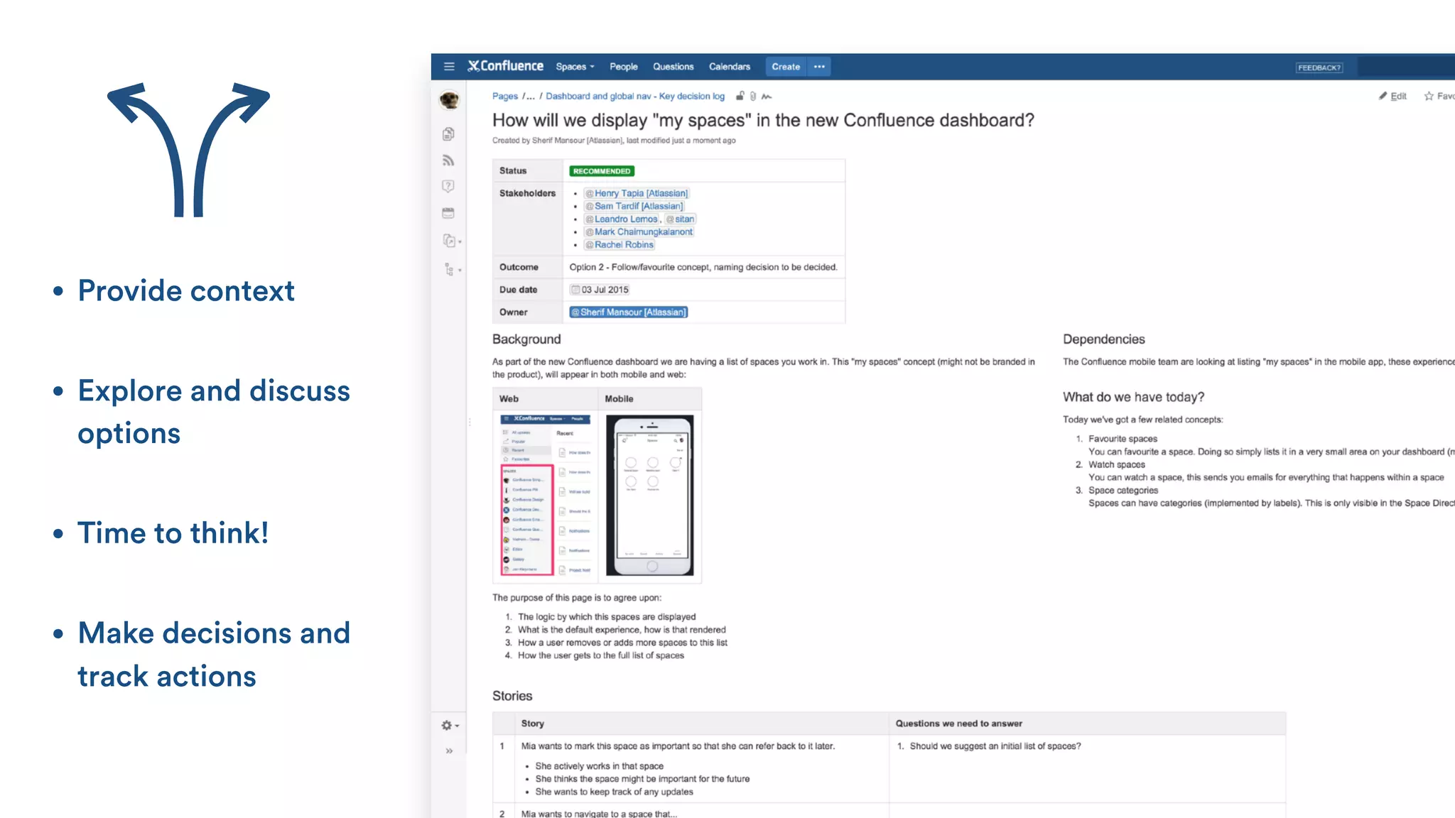 • Provide context 
• Explore and discuss
options  
• Time to think! 
• Make decisions and
track actions
 