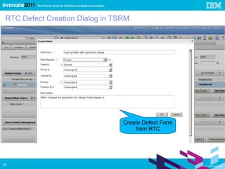 RTC Defect Creation Dialog in TSRM Create Defect Form from RTC 
