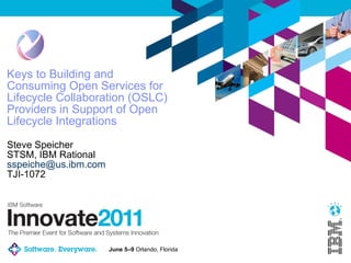 Keys to Building and Consuming Open Services for Lifecycle Collaboration (OSLC) Providers in Support of Open Lifecycle Integrations  Steve Speicher STSM, IBM Rational [email_address] TJI-1072 
