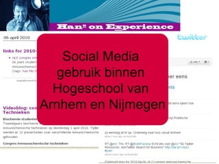 Social Media  gebruik binnen  Hogeschool van  Arnhem en Nijmegen 