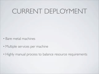 DEPLOYMENT SEQUENCE
• svc-software-provisioning - create new container(s)
• install new version onto containers
• svc-load...