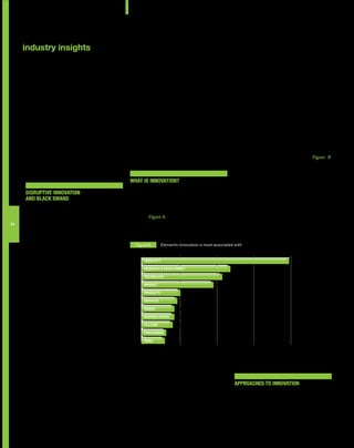 December 2011




     industry insights
     In an era where change occurs in the blink of an eye,   between using the foresight information to                                                 resulting in a positive impact to the economy,
     investments into foresight and scenarios planning       drive long term strategy yet be sensitive to the                                           business, public service delivery system, social
     are important to guide organizations develop            emergence and impact of disruptive innovations                                             well-being or the environment”.
     strategies for future investments. However equally      and black swans at the same time. Organizations
     important are how these strategies are translated       need to be dexterous enough to deviate from                                                With so many de nitions oating around, it is
     into action and the willingness of the organization     the charted course and redirect resources to                                               understandable that there is much confusion
     to change pathways with the emergence of new            more valuable projects. Secondly, organizations                                            on what is innovation exactly.       e OECD has
     events or circumstances.                                should explore more e ective strategies towards                                            also de ned innovation in four areas - product
                                                             creating innovations; this may range from strategic                                        innovation, process innovation (a markedly
     In late July 2011, oodwaters drowned a third of         collaborations with external parties or tapping                                            improved production or delivery method),
        ailand causing billions of dollars in damage,        on channels for open innovation. Organizations                                             marketing innovation (involves a new marketing
     pu ing 14,000 factories underwater and nearly           would doubly bene t from such activities from a                                            method involving signi cant changes in product
     700,000 people temporarily out of work. Toyota,          nancial and risk management perspective. On                                               design or packaging, product placement, promotion
     Honda and Western Digital are only a few of the         the upside, organizations need to explore how the                                          or pricing) and organizational innovation (involves
     giants that had to suspend their operations in          disruptive situations may be used to their own                                             introducing a new organizational method in the
        ailand. How would any foresight or scenarios         advantage. In short we need to look at how we de ne                                         rm’s business practices, workplace organization
     planning session have predicted this disaster? If       innovation and more importantly, how we approach                                           or external relations). According to Figure B,
     this were your predicament, how agile is your           innovation.                                                                                Malaysian companies are already practicing these
     organization in exploring new strategies and how                                                                                                   various types of innovation; however the majority
     well would you be able to implement them?                                                                                                          focused much more on incremental innovation with
                                                                                                                                                        a sma ering few that practiced radical innovation.
                                                             In the 2010 Malaysian Innovation Climate Survey
                                                             Report, which collated views from employees in                                             In the era of disruptive innovation and black swans,
                                                             organizations, many Malaysians viewed innovation                                           organizations need to broaden the de nition of
     Clayton Christensen in his book e Innovator’s           as strongly related to creativity, R&D and technology,                                     innovation and not limit themselves to R&D, patents
     Dilemma made famous the concept of disruptive           and least associated it with risk and processes as                                         and technology, but to focus more on value creation.
     innovation, where the introduction of a new             shown in Figure A. In fact many current incentives                                         We believe that innovation should be de ned as “the
24   technology or business model disrupts the               and innovation initiatives are strongly tied to R&D,                                       introduction of new products, services, processes,
     traditional market practices. is is the space where     science and technology and less on processes,                                              technologies, business models or management
     CDs replaced the 3-inch oppy disk drives but are        services and business models.                                                              practices that have created signi cant value
     now on the endangered list themselves due to the
     emergence of mega-thumb drives/ ash drives.                Figure	
 
