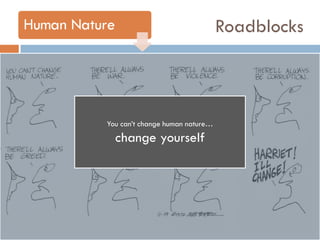 Roadblocks

You can‟t change human nature…

change yourself

 