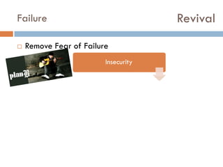 Revival

Failure


Remove Fear of Failure
Insecurity

 