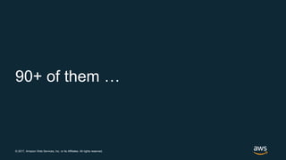 © 2017, Amazon Web Services, Inc. or its Affiliates. All rights reserved.
90+ of them …
 