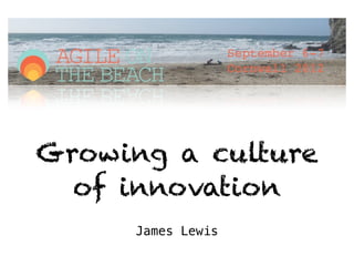 Growing a culture
  of innovation
      James Lewis
 