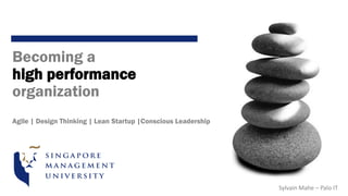 Becoming a
high performance
organization
Agile | Design Thinking | Lean Startup |Conscious Leadership
Sylvain Mahe – Palo IT
 