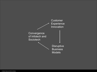 Customer
                                                          Experience
                                                          Innovation

                                        Convergence
                                        of Infotech and
                                        Sociotech

                                                          Disruptive
                                                          Business
                                                          Models




All Rights Reserved 2006 Idris Mootee