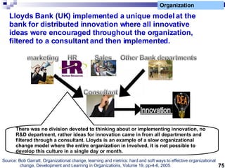 Organization Lloyds Bank (UK) implemented a unique model at the bank for distributed innovation where all innovative ideas...