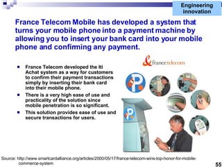 Engineering innovation France Telecom Mobile has developed a system that turns your mobile phone into a payment machine by...