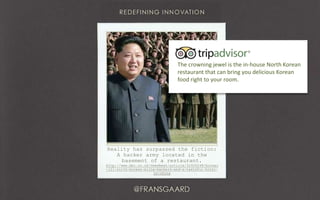 Reality has surpassed the fiction:
A hacker army located in the
basement of a restaurant.
http://www.bbc.co.uk/newsbeat/article/32926248/bureau
-121-north-koreas-elite-hackers-and-a-tasteful-hotel-
in-china
The crowning jewel is the in-house North Korean
restaurant that can bring you delicious Korean
food right to your room.
 