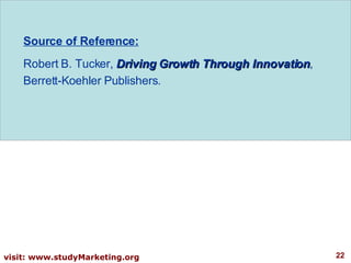 Source of Reference: Robert B. Tucker,  Driving Growth Through Innovation ,  Berrett-Koehler Publishers.  
