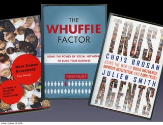 THREE BOOKS

                           shirky, hunt, Brogan

                            network effects
                                whufﬁe
                                 trust




Friday, October 16, 2009
 