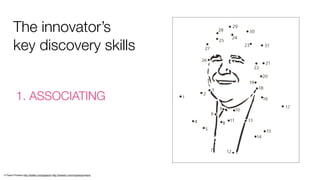 The innovator’s
        key discovery skills


           1. ASSOCIATING




© Paolo Privitera http://twitter.com/pppaolo http://linkedin.com/in/paoloprivitera
 