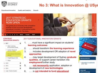The University of Sydney Page 13
1. . . . must have a significant impact on students’
learning outcomes
2. . . . should tr...