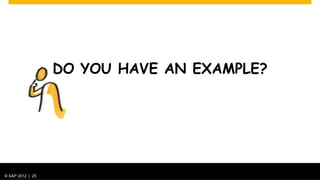 © SAP 2012 | AG. All rights reserved.
   ©  2012 SAP 25
                                        ONE	
  TEAM	
  –	
  ONE	
  OFFICE	
  WHEN	
  WORK	
  BECOMES	
  FUN	
  	
  
                                                                                                     © SAP 201225 25
                                                                                                                |
 