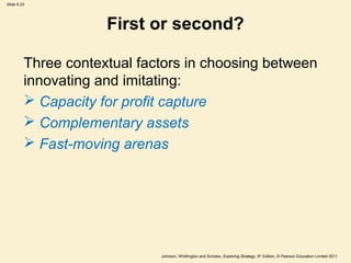 Slide 9.23




                     First or second?

         Three contextual factors in choosing between
         innov...