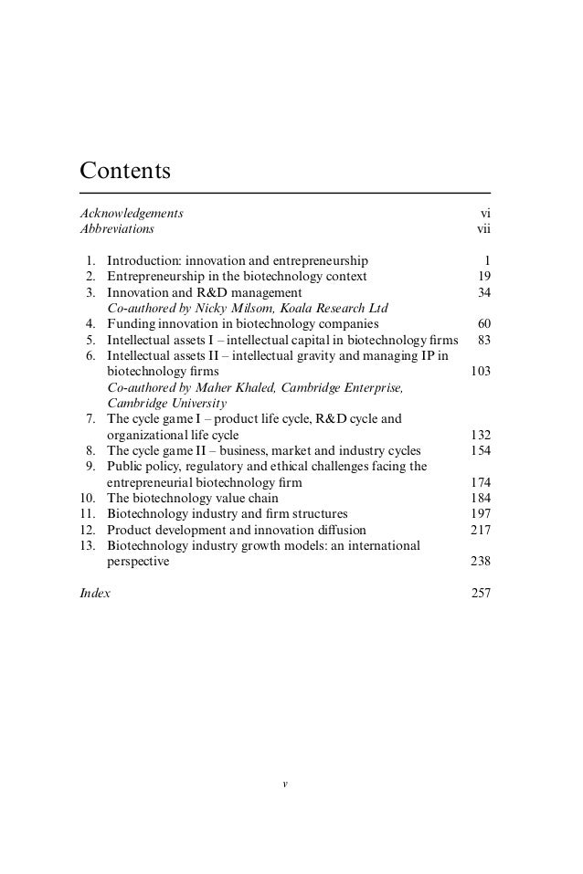 Innovation And Entrepreneurship In Biotechnology An Intl