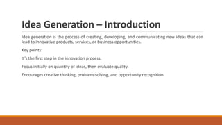 Innovation and Idea Generation.pdf docs in easy wording | PDF