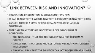 Disruption, Innovation and Risk | PPTX