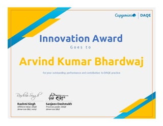 Innovation award certificate
