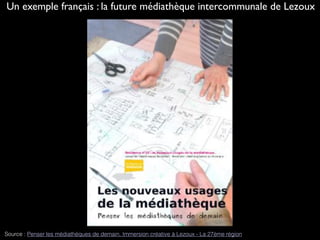 Source : Penser les médiathèques de demain. Immersion créative à Lezoux - La 27ème région
Un exemple français : la future médiathèque intercommunale de Lezoux
 