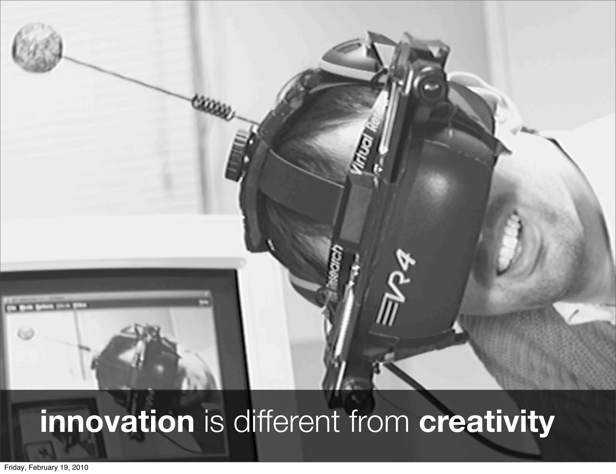 innovation is different from creativity
Friday, February 19, 2010
 