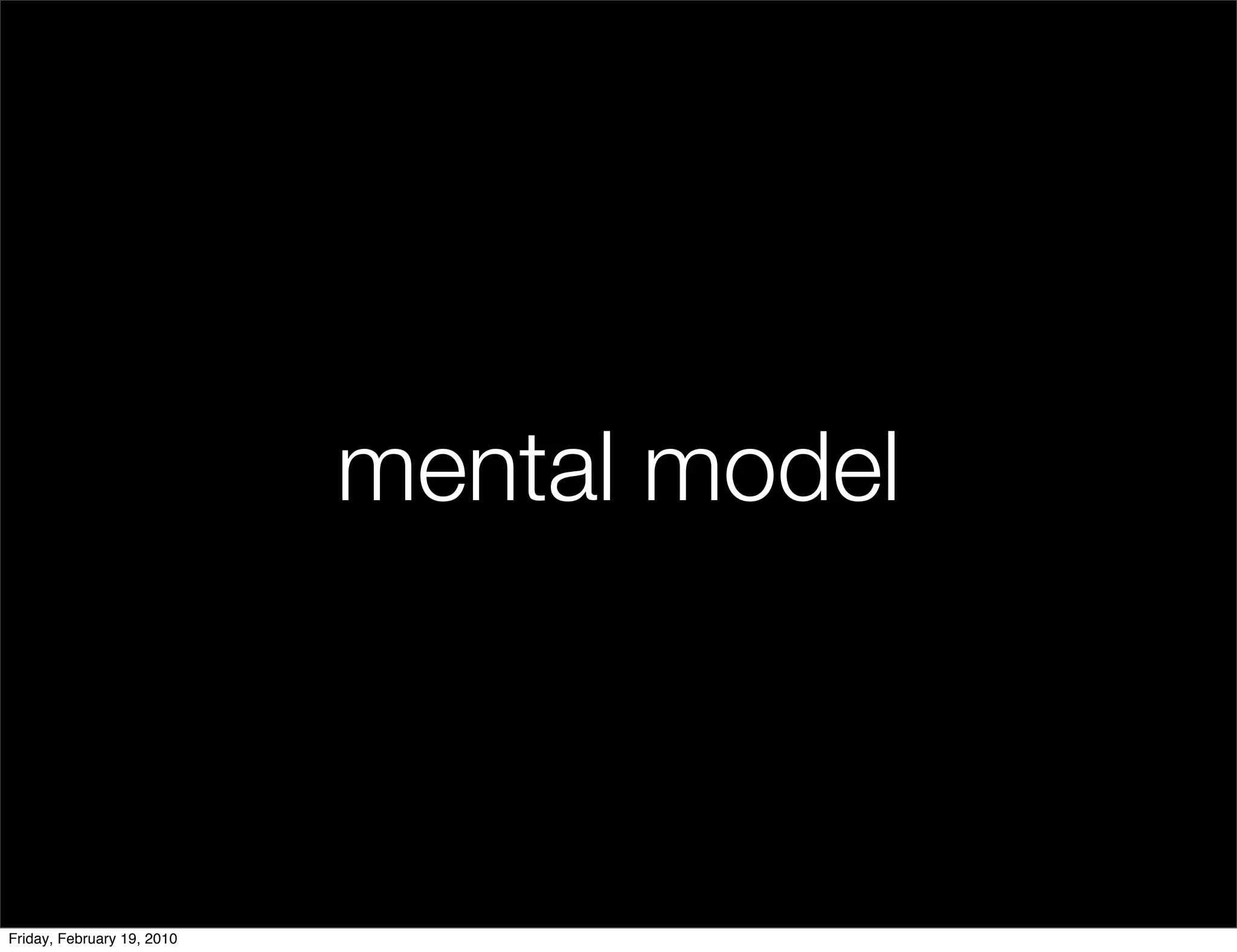 mental model



Friday, February 19, 2010
 