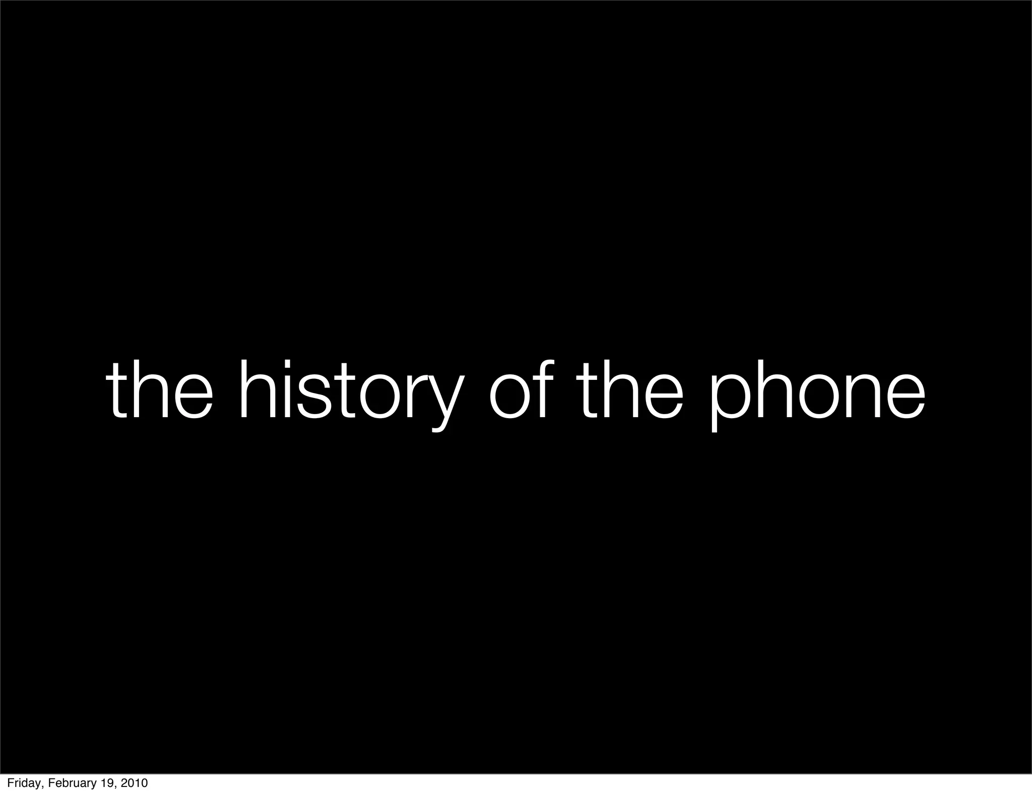 the history of the phone



Friday, February 19, 2010
 
