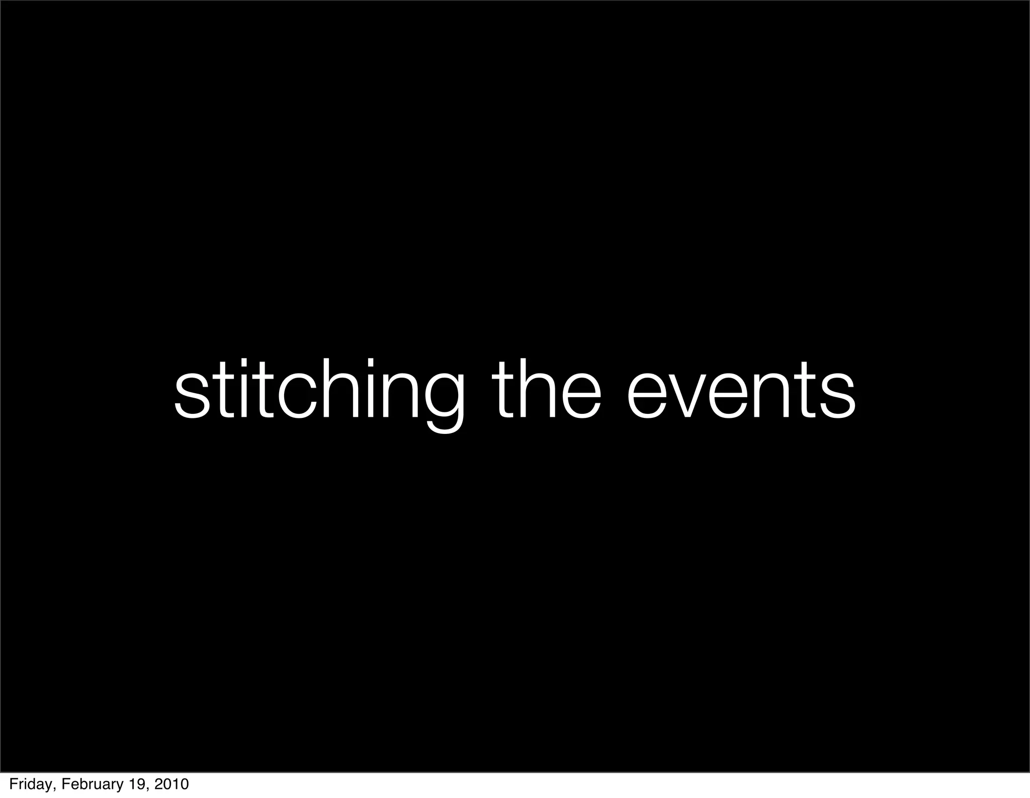 stitching the events



Friday, February 19, 2010
 