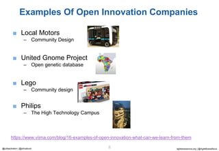 agilebossanova.org | @AgileBossaNova8@juttaeckstein | @johnabuck
Examples Of Open Innovation Companies
■ Local Motors
– Co...