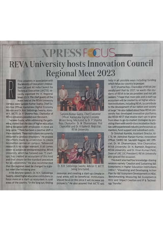 Innovation Council Regional Meet 2023 at REVA University - The New Indian Express